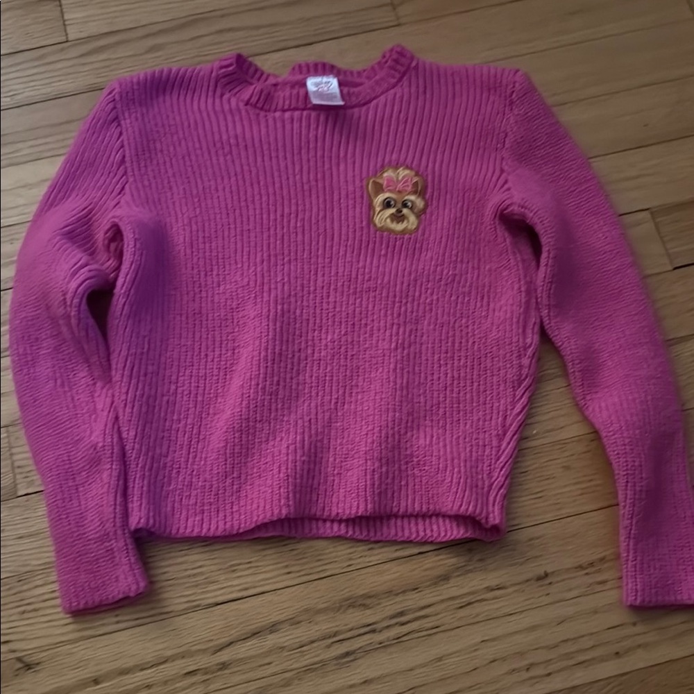 Jo Jo Siwa Pink Sweater with Embroidered Dog Patch